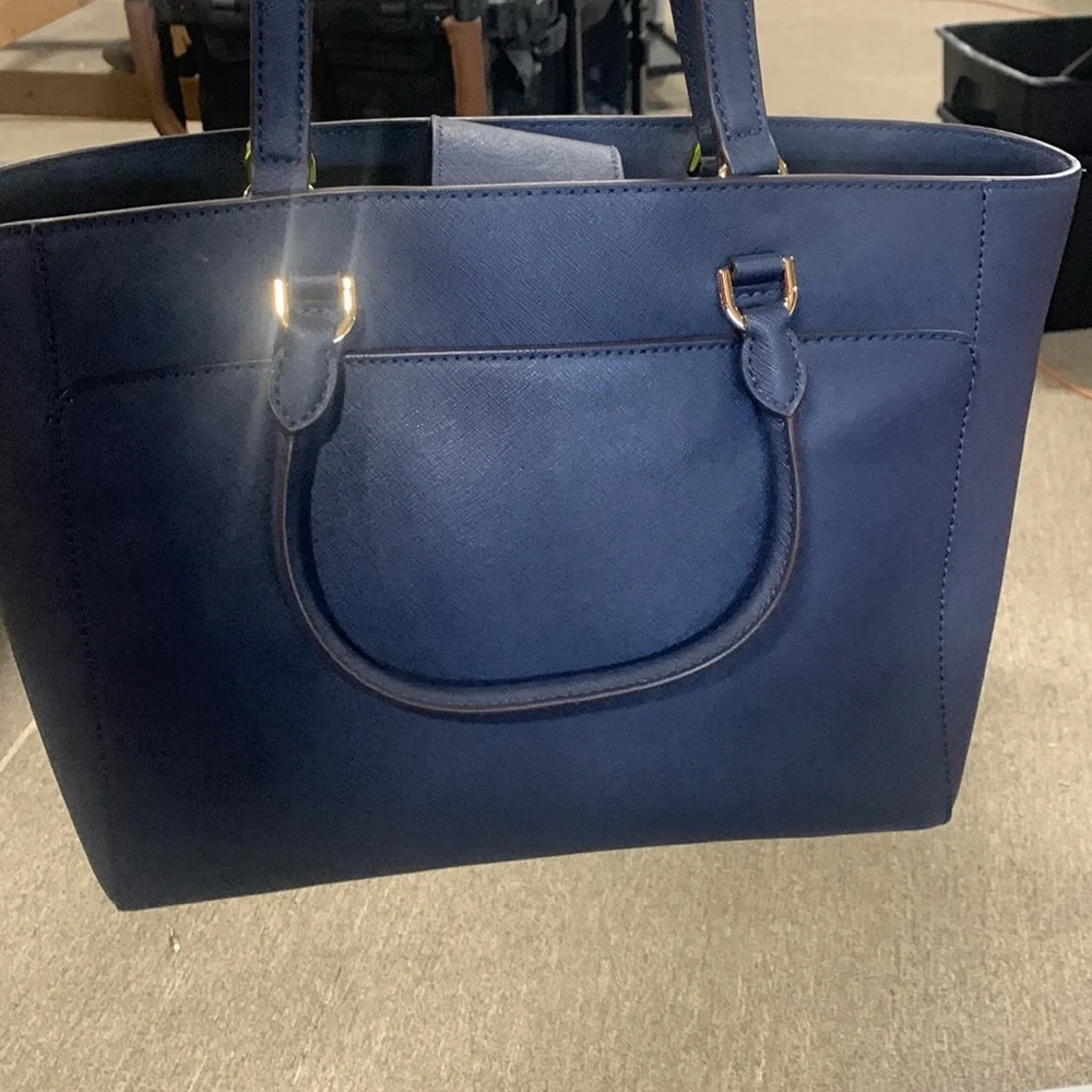 Michael Kors‎ EMMY Large DOUBLE HANDLE TOTE Leather Handbag in Navy 5220 - Picture 8 of 14